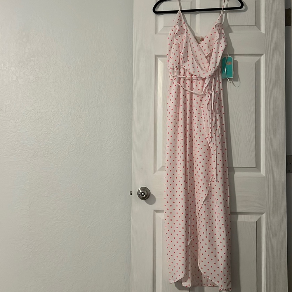 Gianni Bini pink polka dot midi/maxi dress